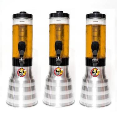 Imagem de 3 Torre Chopp Beer 2.2 Litros 6 Refil Gelante Base Giratória 360 Duff 