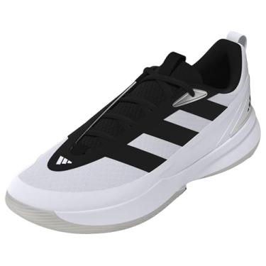 Imagem de adidas Tênis unissex para quadra frontal - baixo (sem futebol), branco nuvem, preto e branco, 42