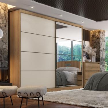 Imagem de Guarda Roupa Casal com Espelho 2 Portas de Correr em MDF Malaga GlassTHB