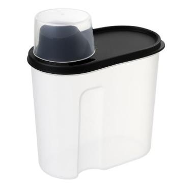 Imagem de Kit 2 Porta Sabão em Pó com Copo Medidor 1,7kg Tampa Preta Hermética D