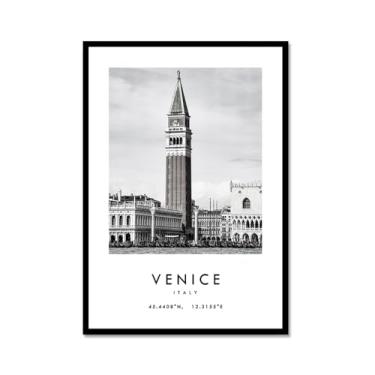 Imagem de Pôster de cidade preto e branco - impressão de viagem Roma Las Vegas Veneza Paris Sydney Amsterdam Amalfi Sanfrancisco Pintura em tela impressões de paisagem da cidade do mundo imagens de parede