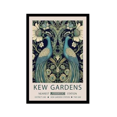 Imagem de William Morris Flower Birds Pavão Poster Kew Gardens Impressão em Tela Pintura Floral Arte de Parede Impressões Botânicas Sala de Estar Decoração de Casa (SKU4,20,3x30,5 cm = (20x30 cm), Moldura preta