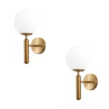 Imagem de Kit 2x Arandela Dourada Globo 90 Graus Troca De Cor No Interruptor