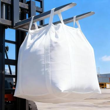 Imagem de Saco a granel FIBC, sacos de construção, saco de 2 toneladas, SWL de 1,995 kg, sacos de polipropileno tecido, quatro ganchos de fixação, sacos de areia resistentes para construção agrícola industrial