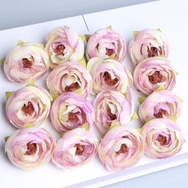 Imagem de 15 peças de flores artificiais rosas falsas rosas para buquês faça-você-mesmo, centros de mesa, arranjo de festa de casamento, decoração de chá de panela (Roxo)