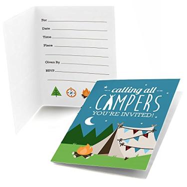 Imagem de Big Dot of Happiness Happy Camper – Preencha os convites de chá de bebê ou festa de aniversário (8 unidades)