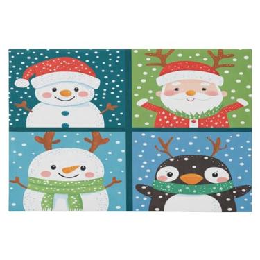 Imagem de CEBUGI Tapete de área 60 x 90 cm, macio, lavável, antiderrapante, com suporte de borracha, lindos personagens natalinos, para sala de estar, quarto, decoração de casa