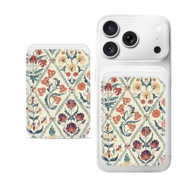 Imagem de Suporte magnético para iPhone, carteira fina de couro PU, capa para cartão, capa traseira para cartão, acessório de telefone fofo