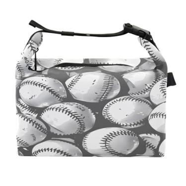 Imagem de Lancheira para mulheres, homens, lancheira isolada, reutilizável, lancheira para escritório, piquenique, atividades ao ar livre, fundo de bolas de beisebol
