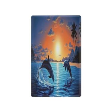 Imagem de Wassud Placa de cobertura para interruptor de luz, duas saídas duplas, placa de parede, dois golfinhos, decoração de casa, sala de estar, quarto, decoração