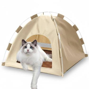 Imagem de Tenda Caminha Gato Cachorro Pet Cabaninha Casinha Dobravel Portatil Animais Estimaçao Bichos Arranhador Confortavel