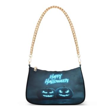 Imagem de CEBUGI Bolsas transversais femininas bolsa de ombro Halloween Pumpkins bolsa clutch elegante com alça de corrente