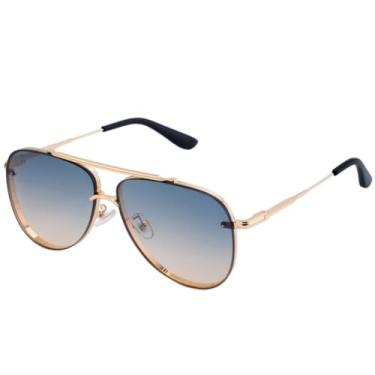 Imagem de Óculos de sol de metal com ponte dupla, moda feminina, popular, retrô, punk, clássico, masculino, para dirigir, UV400 (dourado, verde, amarelo)