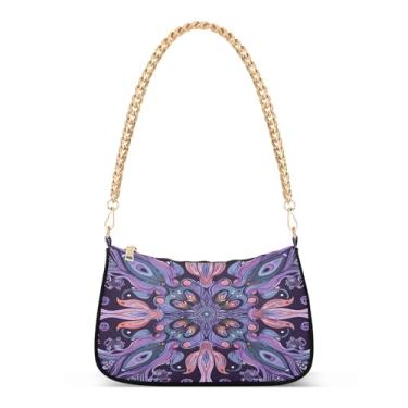 Imagem de CEBUGI Bolsas transversais femininas bolsa de ombro abstrata floral bolsa clutch elegante com alça de corrente