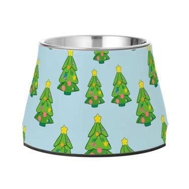 Imagem de Burbuja Tigela de árvore de Natal para cães de aço inoxidável para comida e água, antiderrapante para cães médios e gatos, 590 ml