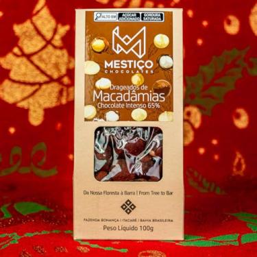 Imagem de Mestiço Chocolates Drageados de Macadâmia, Chocolate Intenso 65% Cacau, 100g
