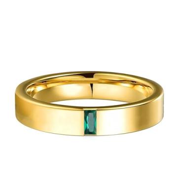 Imagem de JSJOY Anéis de ouro que não mancham aliança de casamento masculina anel de compromisso corte esmeralda anel de noivado presentes de casamento para recém-casados marido presentes de aniversário para