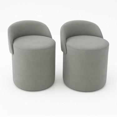 Imagem de Kit 2 Puff Orgânico Encosto Suede Redondo Quarto Sala Estar Cinza