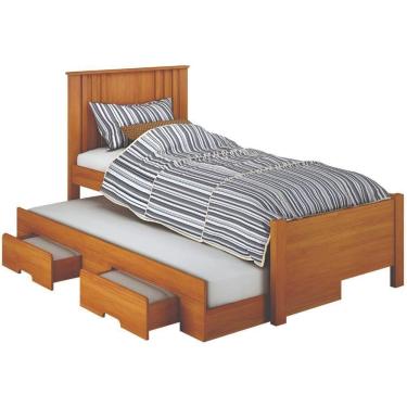 Imagem de Cama Solteiro Com Auxiliar Milano Cinamomo Leifer Móveis