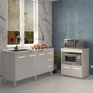 Imagem de Cozinha Balcão Armário Gabinete de Pia 150 cm Deise e Balcão Amanda pa