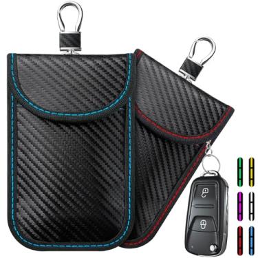 Imagem de Coorattyes Faraday Bolsas para telefones e chave de carro, bolsa de bloqueio de sinal de superfície de fibra de carbono, bolsas Go Dark para telefones celulares, chave de carro/WiFi/RFID/bloqueador de