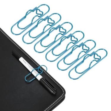 Imagem de PATIKIL Suporte de clipe de caneta para notebook, 6 peças de clipes de metal de coração, azul