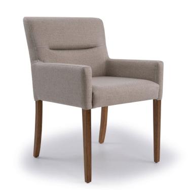 Imagem de Poltrona para Sala de Estar Linho Pés Madeira Angel Bege Rústico