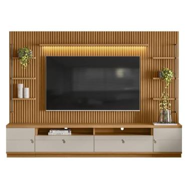 Imagem de Rack Com Painel Ripado Para 75 Pol. 268cm Golden L06 Nature-off White - Mpozenato