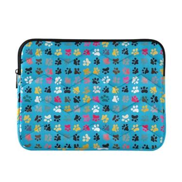 Imagem de Capas para laptop com estampas de patas coloridas azul à prova de choque capa protetora para notebook, capa de transporte, 15-15,6 polegadas