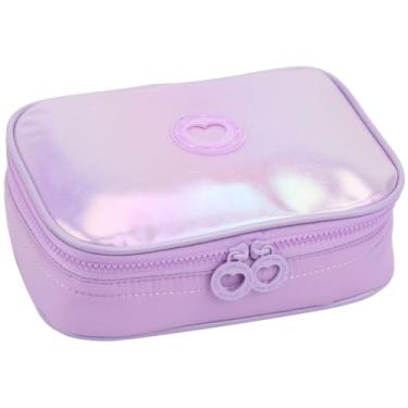 Imagem de Estojo Escolar Box 100 Lápis, Espaçoso com Divisórias e Elásticos Internos, Fechamento em Zíper, Material Resistente, P/Meninas (Lilás)