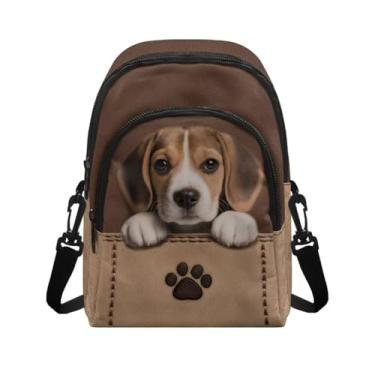 Imagem de Lotusorchid Bolsa de ombro feminina transversal, bolsa de mão portátil, bolsa transversal para celular, presente para mãe, esposa e amigas, Marrom - Beagle Dog
