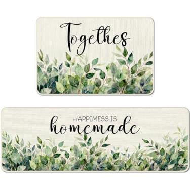 Imagem de kaiwern Conjunto de 2 tapetes de cozinha florais de primavera, flores coloridas e verão, tapetes antiderrapantes de cozinha, tapetes sazonais de casa de fazenda para decoração interna de casa (C)