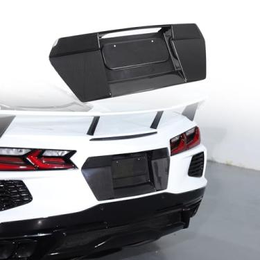 Imagem de Moldura de placa de licença traseira compatível com Chevrolet Corvette C8 2020-2025 Não é compatível com E-Ray/Z06, fibra de carbono seca traseira para placa de licença acessórios de decoração 1 peça