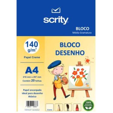 Imagem de Bloco para Educação Artística A4 Creme 140G 20 Folhas (pacote) - SCRIT