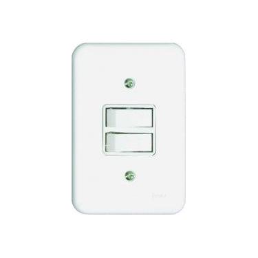Imagem de Interruptor com 2 Teclas SIMPLES 10A com placa Branca Pollar - Radial