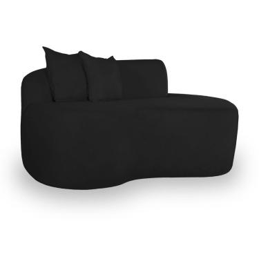 Imagem de Sofá Curvado Feijão Moderno Sala 2 Lugares Bouclé Preto
