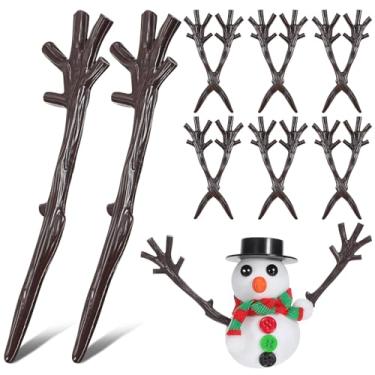 Imagem de DOITOOL 120 mini chifres de rena de plástico: chifres artificiais de veado para artesanato, braços de boneco de neve DIY, ramos de árvore em forma de chifre marrom claro, enfeites de Natal, 7,5 cm