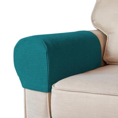 Imagem de BAHULA Capas elásticas para apoio de braço de elastano para cadeiras, sofás, poltronas, poltronas, poltronas, poltronas, poltronas e poltronas, antimanchas e laváveis, conjunto de 2, azul lago