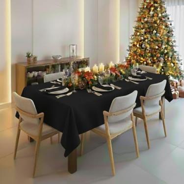 Imagem de Este conjunto de toalha de mesa de duas peças mede 2,00 x 1,40 metros e é feito de tecido Oxford premium com bordas reforçadas(Preto)