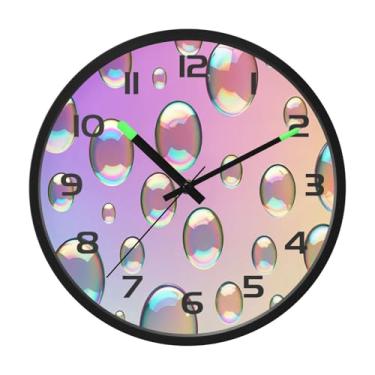 Imagem de CEBUGI Relógio de parede com luz noturna de 30,5 cm, que brilha no escuro, com sensor de voz, padrão colorido, funciona a bateria para decoração de quarto e sala de estar