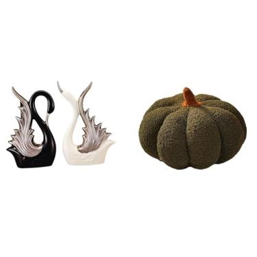 Imagem de Whtkoph Escultura de Cisne em Abóbora em Cerâmica, Almofada, Estatuetas Decorativas, Almofada para Sofá, Enfeite de Prateleira, Aniversário, Decoração de Lare