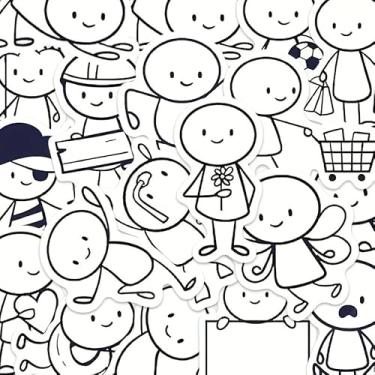 Imagem de Pacote com 66 adesivos fofos de desenhos animados, decalques de PVC desenhados à mão para capas de telefone, diários, garrafas de água, tablets, guitarras, skates, bagagens, capacetes, sacolas de