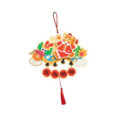 Imagem de IEUDNS Enfeite de Ano Chinês 2026 para pendurar, pingente tradicional e para decoração do Festival da Primavera, ideal para parede, Cavalo Dragão