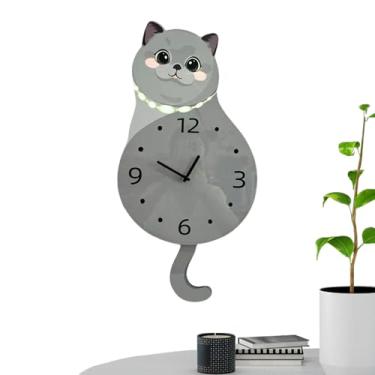 Imagem de Relógios de Parede, com Gato de Cauda Móvel Temporizador Digital Silencioso, Relógio De Parede Silencioso, Para Quarto Sala De Estar Cozinha Ambiente Doméstico