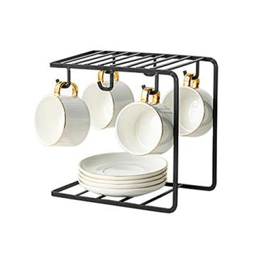 Imagem de Conjunto de xícaras de chá e pires, colheres de café, conjunto de chá de porcelana, suporte de caneca de metal, conjunto de máquina de chá, várias especificações e cores, conjunto de chá de Kung Fu