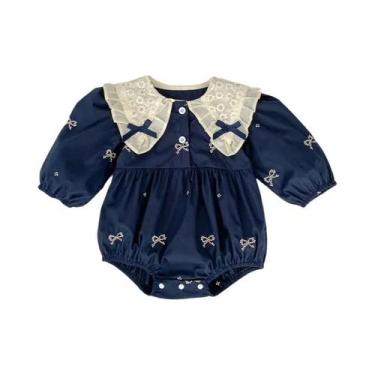 Imagem de Bodies De Algodão Com Bordado E Laço Para Bebês Meninas Recém-Nascidas