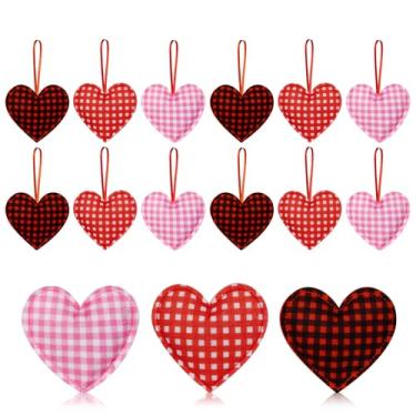 Imagem de 12 peças de enfeites de coração de feltro para pendurar em árvore para decoração de festa de casamento para Dia dos Namorados, Natal, aniversário, decoração de festa de casamento