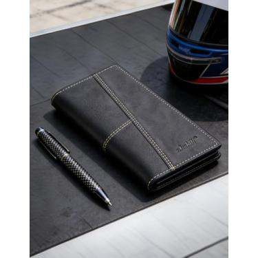 Imagem de Carteira longa ultrafina masculina, carteira de couro aberta com vários compartimentos para cartões e bloqueio RFID, porta-cartões de grande capacidade e organizador de dinheiro (preto)