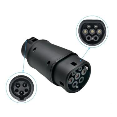 Imagem de Adaptador de carregamento ev adaptador EVSE 16A 32A conector de carregador EV para veículo elétrico SAE J1772 soquete tipo 1 para tipo 2 soquete adaptador EV
