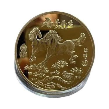 Imagem de Moeda Decorativa Do Zodíaco Do Ano Do Cavalo Medalha Comemorativa Colo